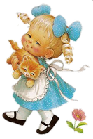 a little girl with a kitten